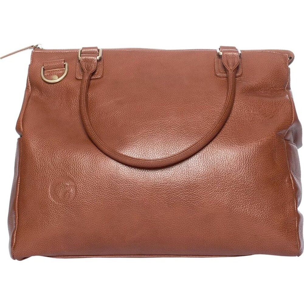 Brown Leather Tote with Gold Hardware